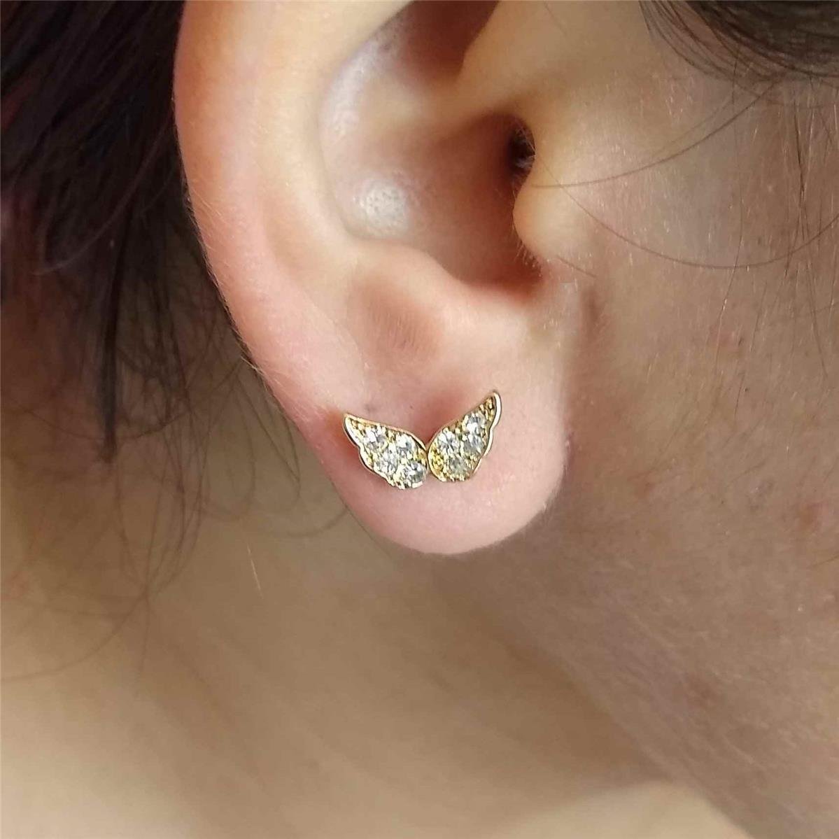 Brinco de Asinha com Strass Folheado a Ouro