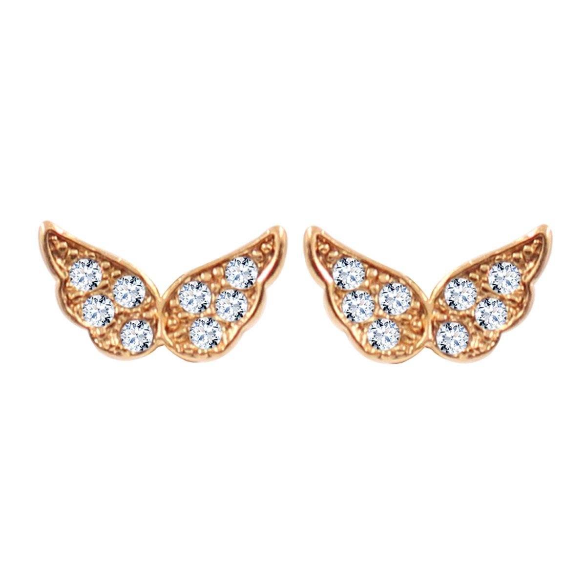 Brinco de Asinha com Strass Folheado a Ouro