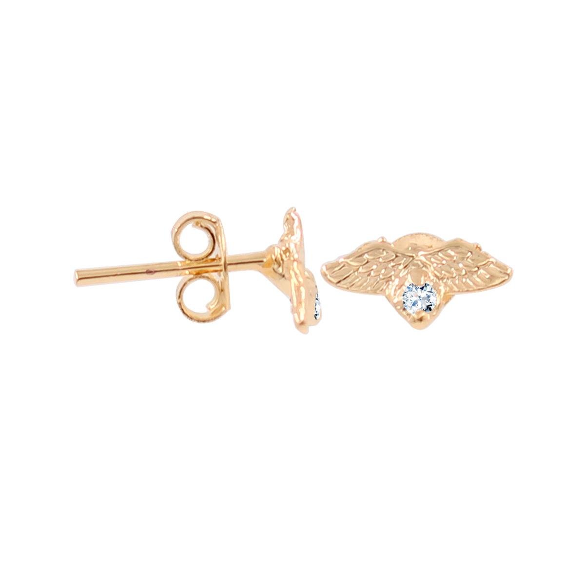 Brinco de Asinhas com Strass Folheado a Ouro