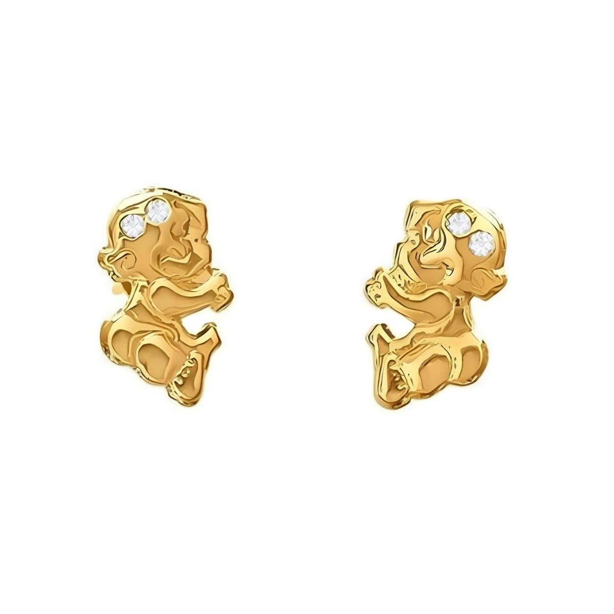 Brinco de Bebê Menina com Strass Folheado a Ouro