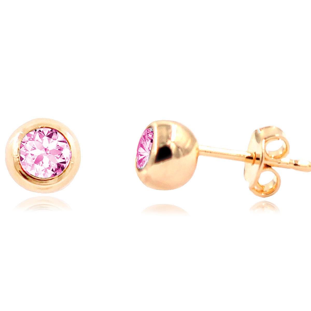 Brinco de Bolinha Média com Zircônia Folheado a Ouro