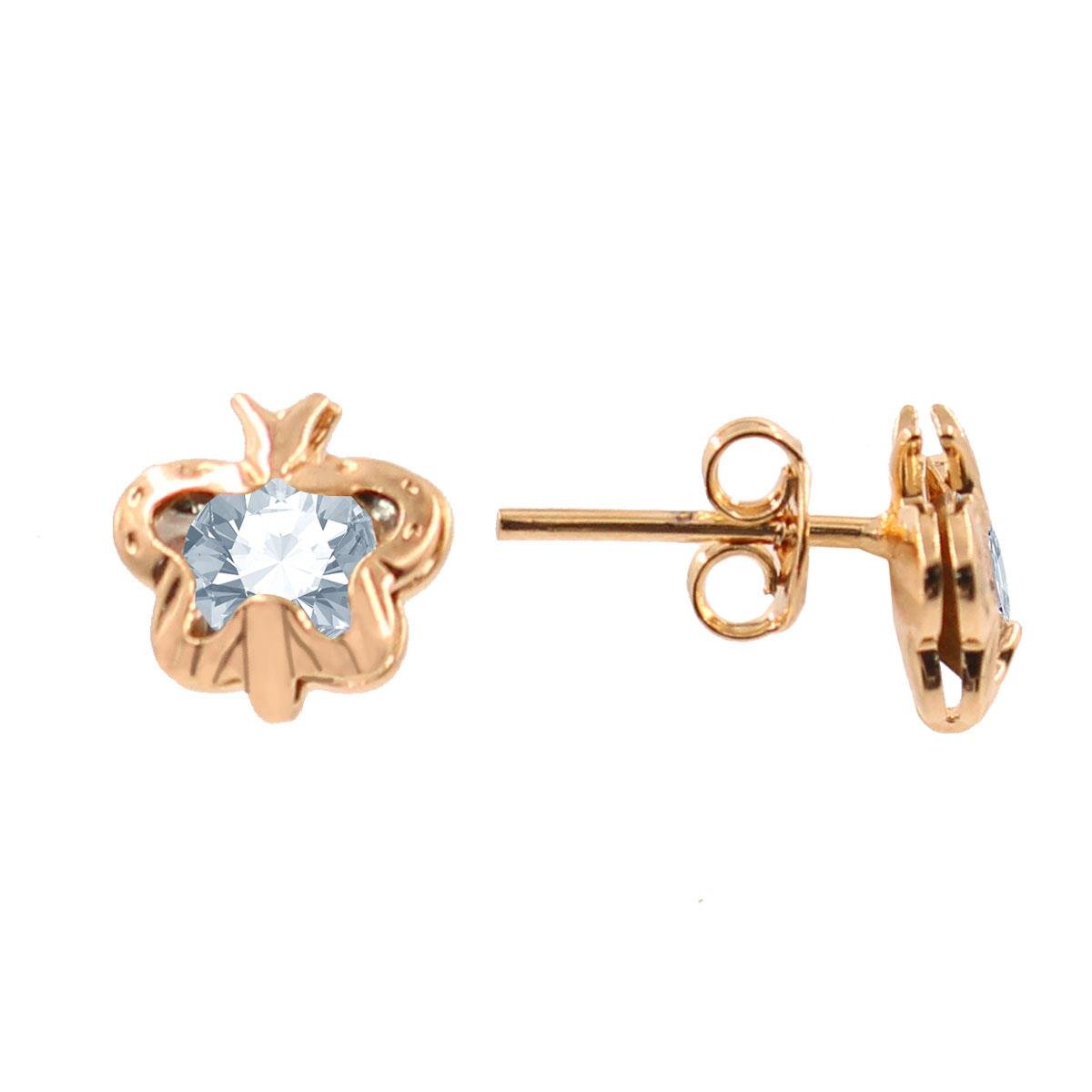 Brinco de Borboleta com Strass Folheado a Ouro