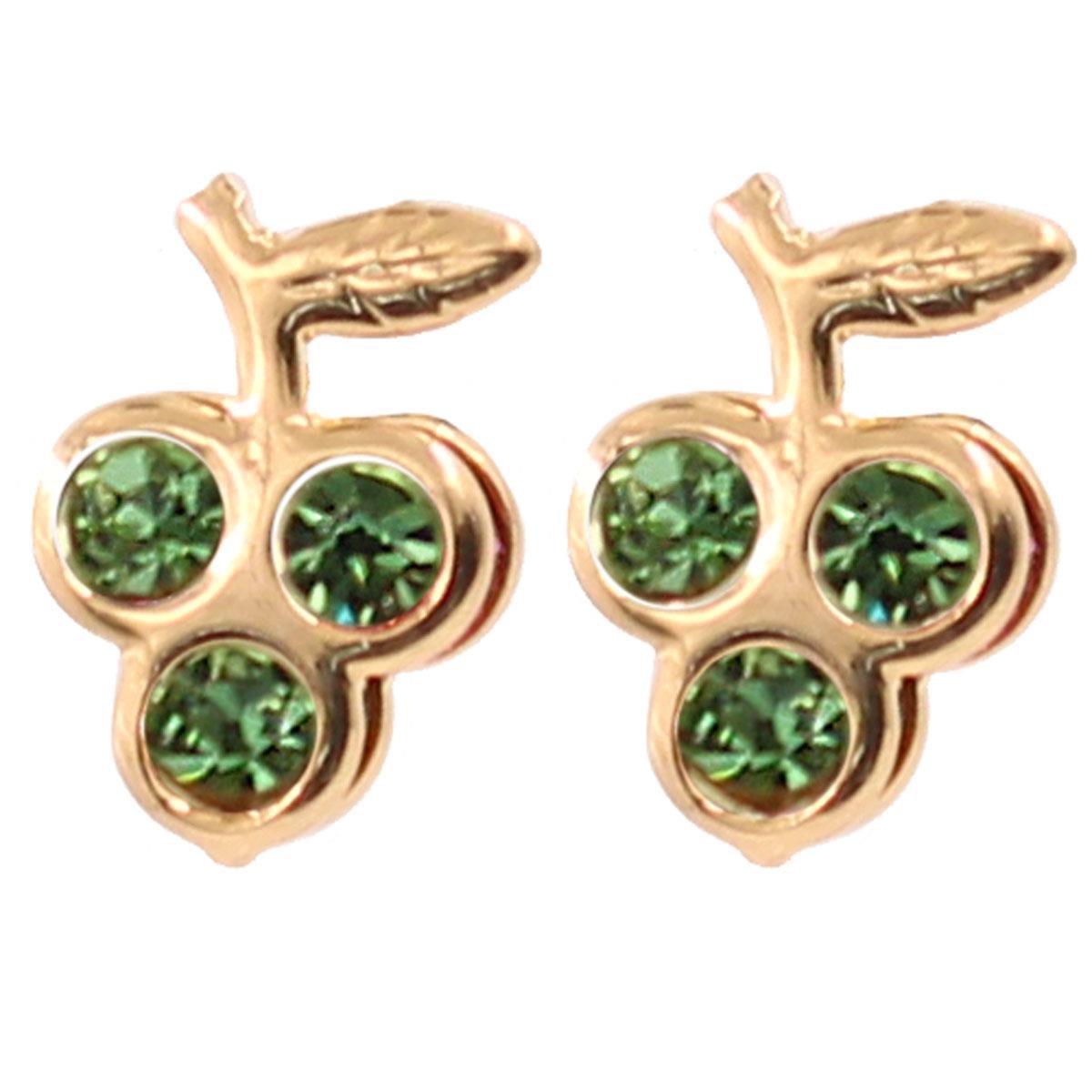 Brinco de Uva com Pedrinhas Cores Folheado a Ouro