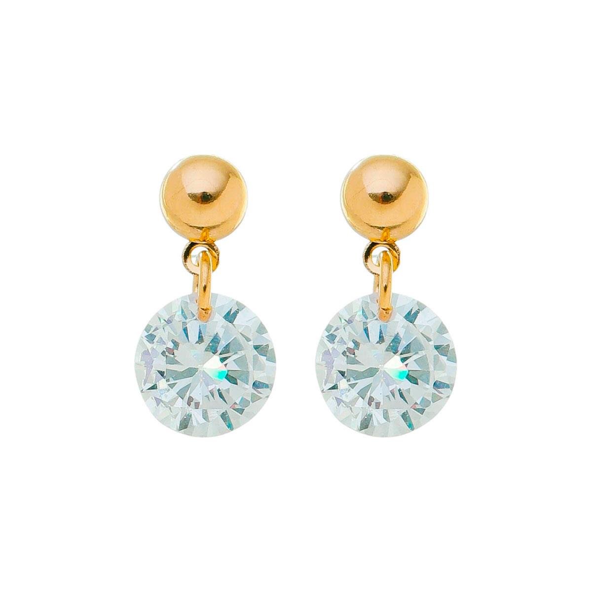 Brinco de Zircônia Médio Folheado a Ouro