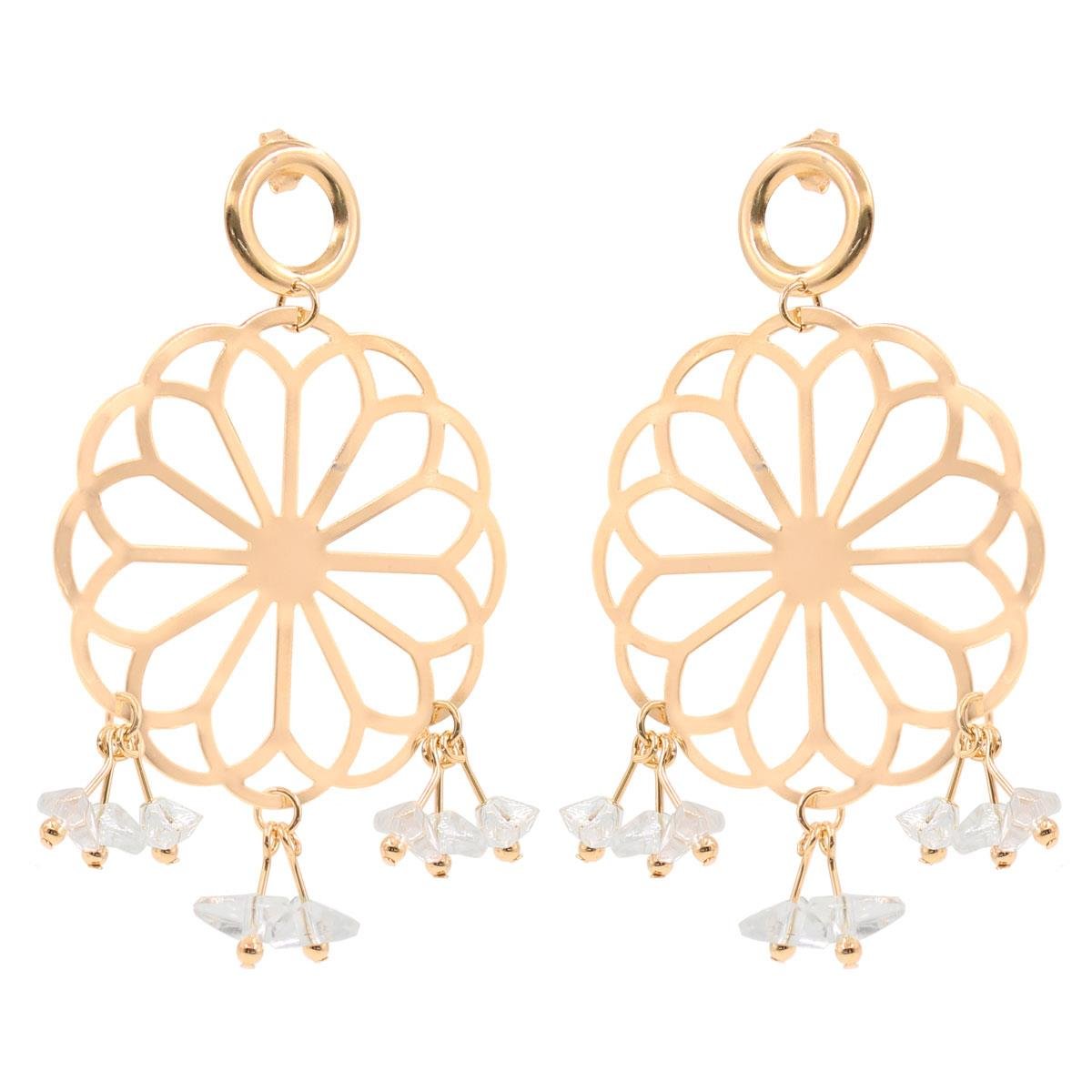 Brinco Mandala com Miçangas Folheado a Ouro