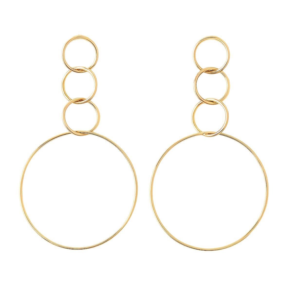 Brinco Com 4 Argolas Folheado a Ouro