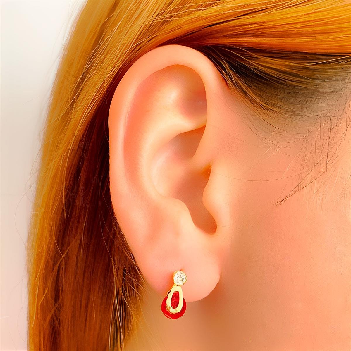 Brinco Gota com Zircônia Folheado a Ouro