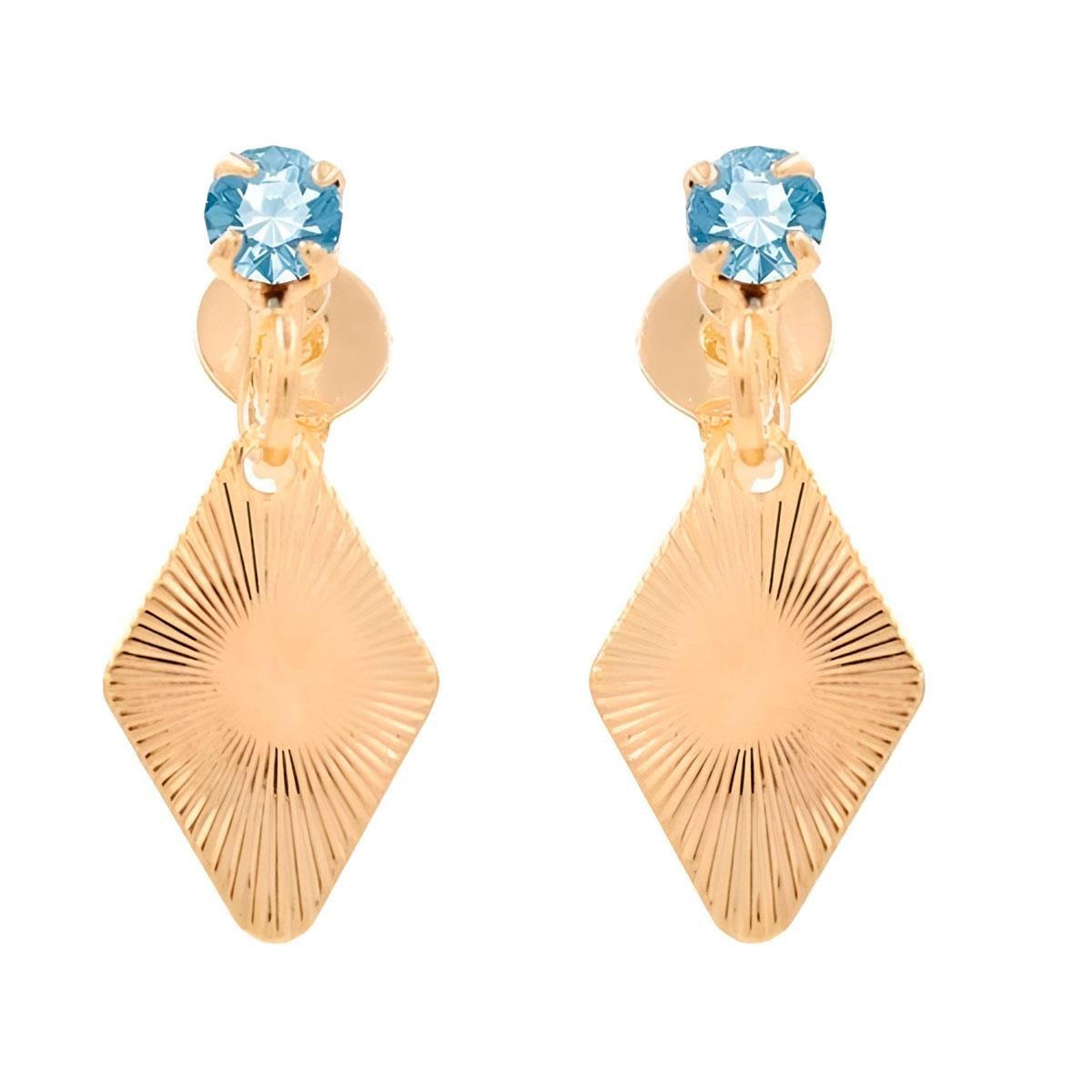 Brinco Solitário com Zircônia e Losango Folheado a Ouro