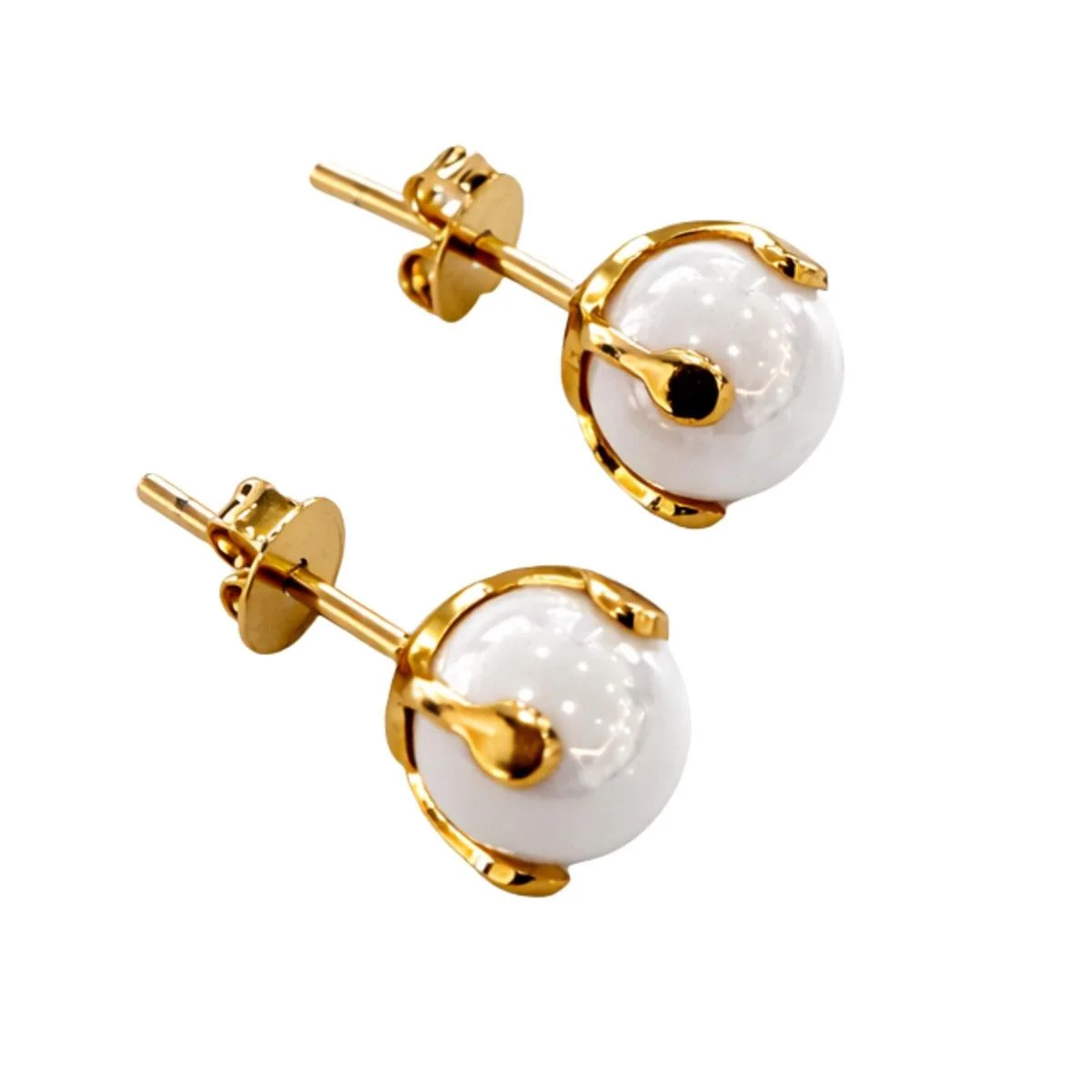 Brinco Pérola Colorida Banhado a Ouro