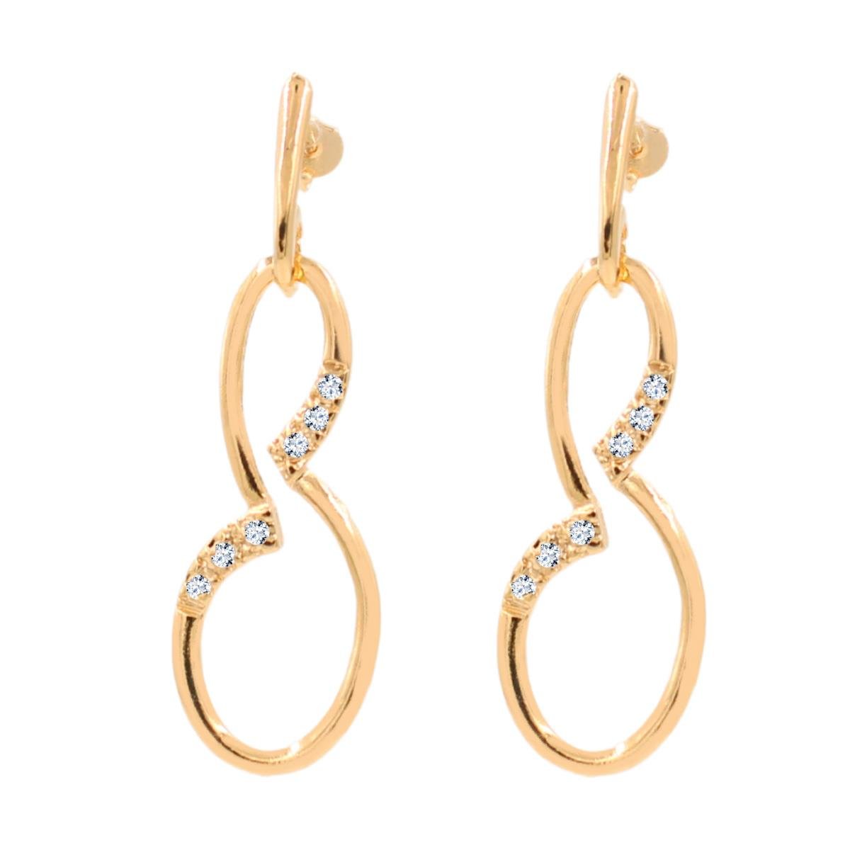 Brinco Vazado com Strass Folheado a Ouro