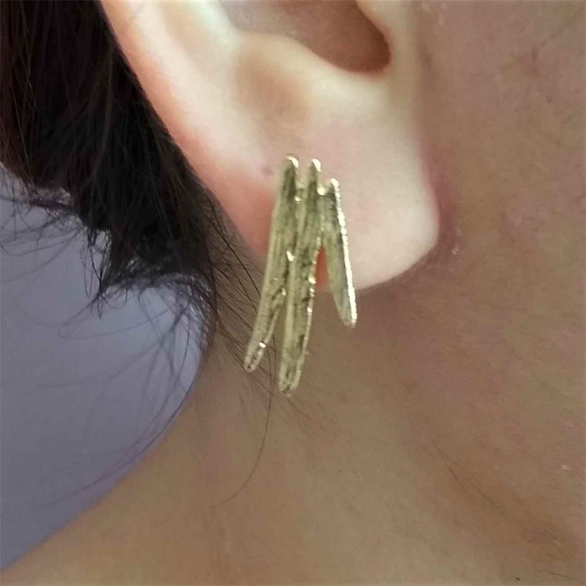 Brinco de Tiras Lixado Folheado a Ouro