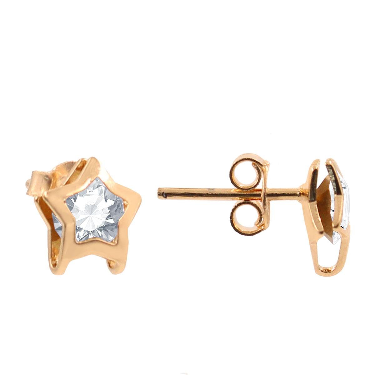 Brinco de Estrelinha Com Strass Folheado a Ouro