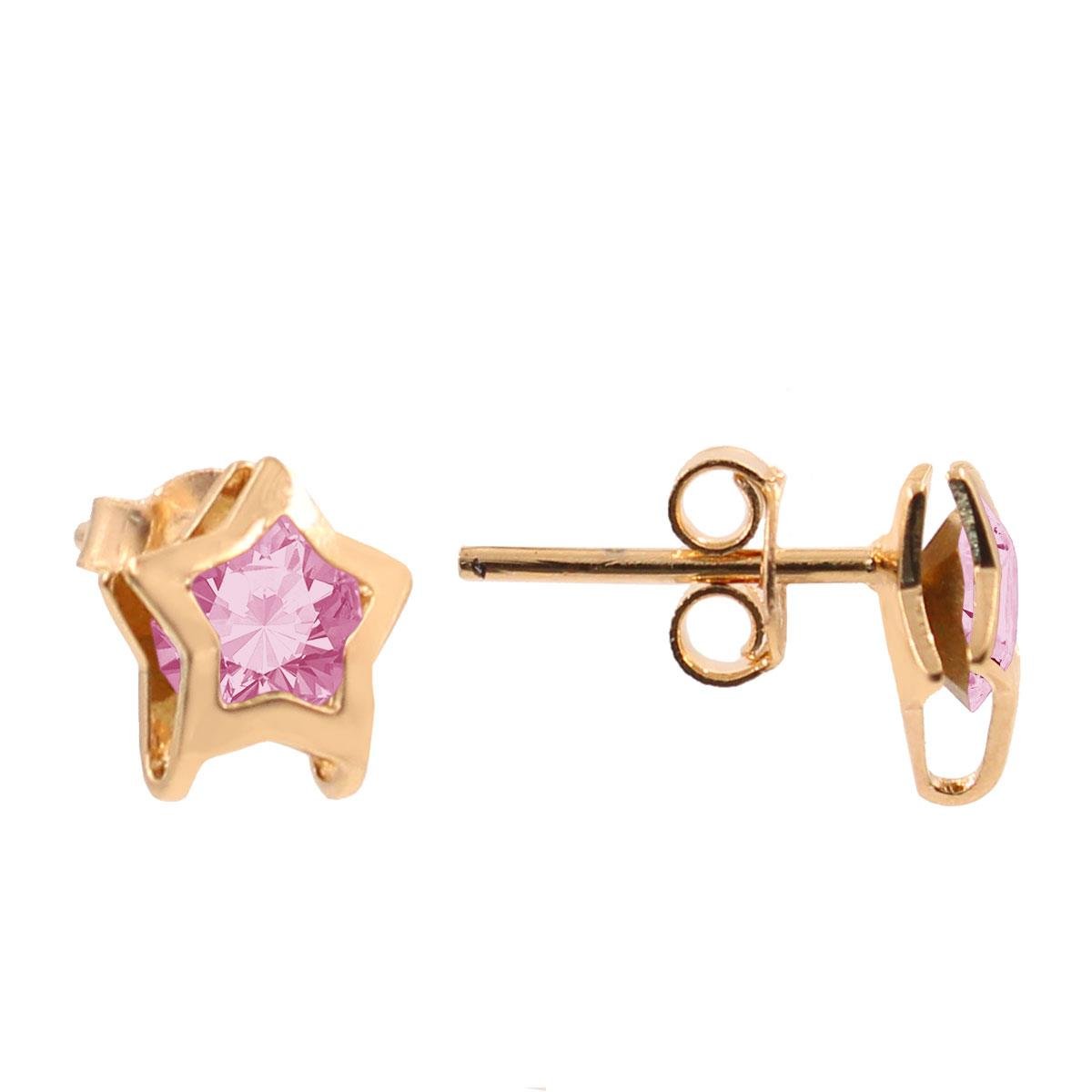 Brinco de Estrelinha Com Strass Folheado a Ouro