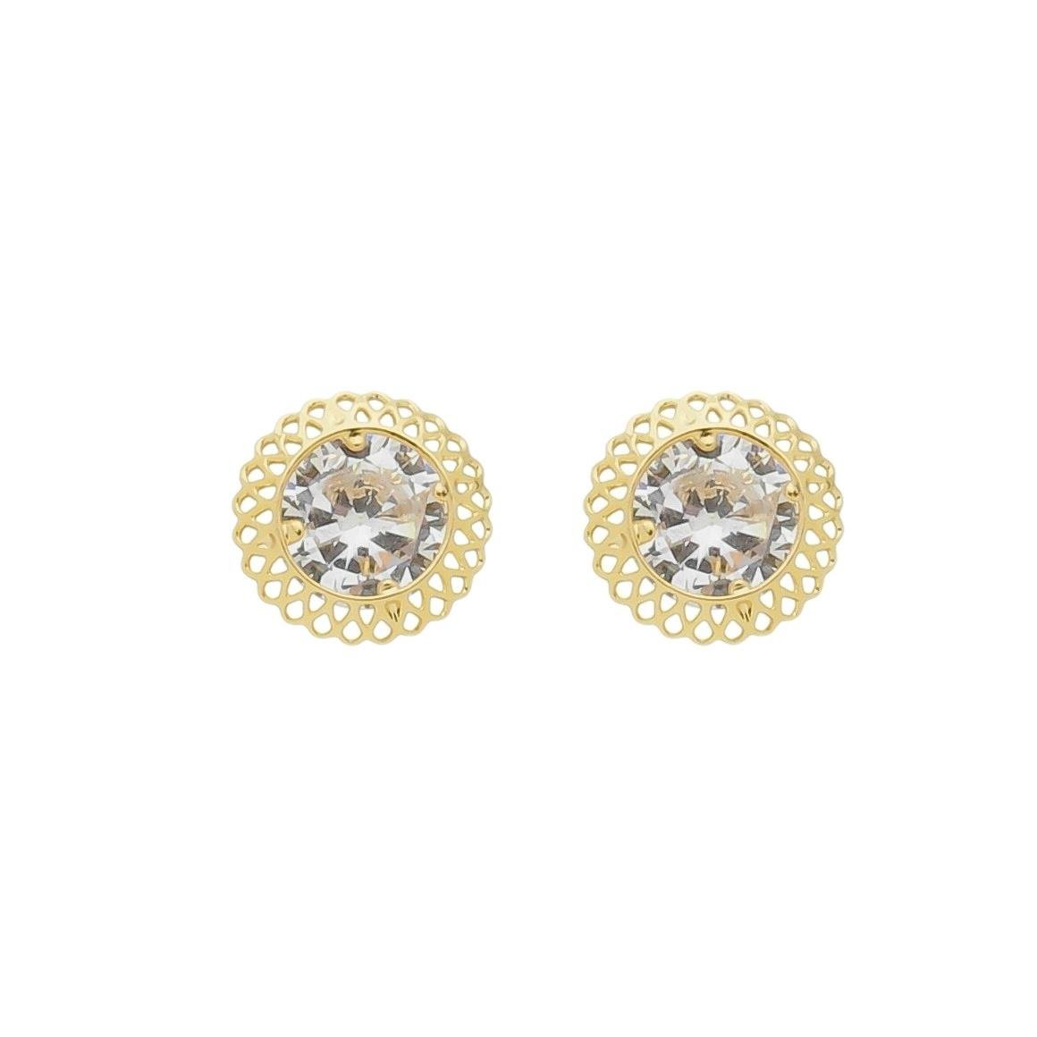 BRINCO BANHADO A OURO FLOR DE ZIRCÔNIA