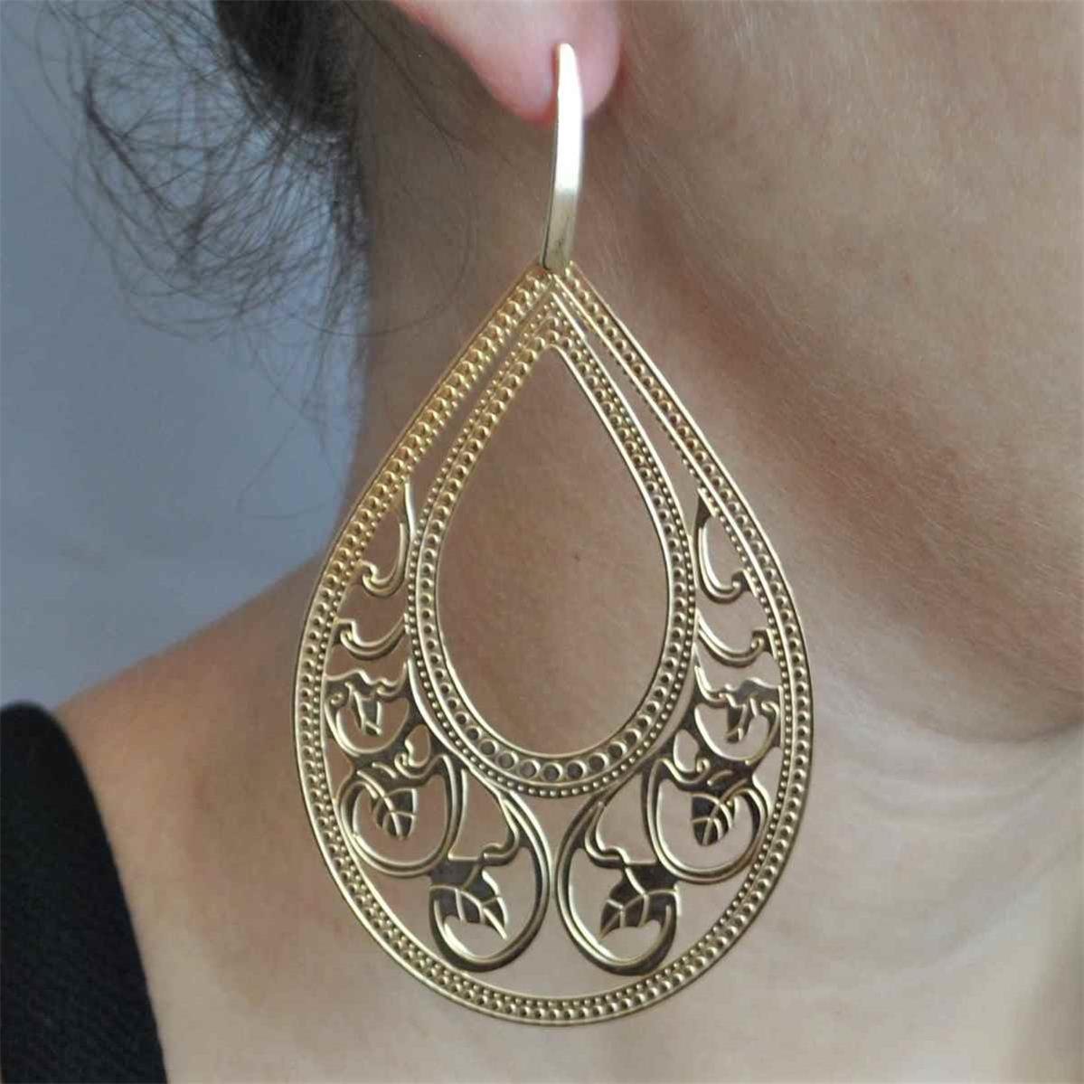 Brinco de Gota Estamparia em Folha Folheado a Ouro