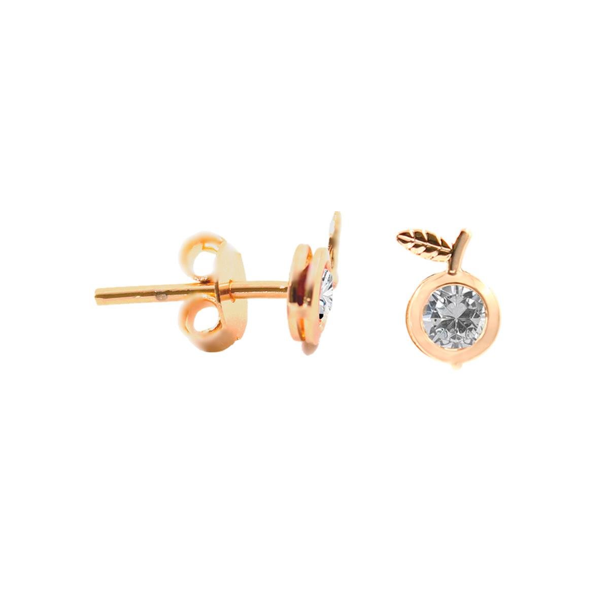 Brinco Laranjinha Com Pedra de Strass Folheado a Ouro