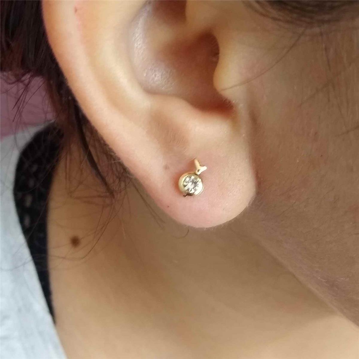 Brinco Laranjinha Com Pedra de Strass Folheado a Ouro
