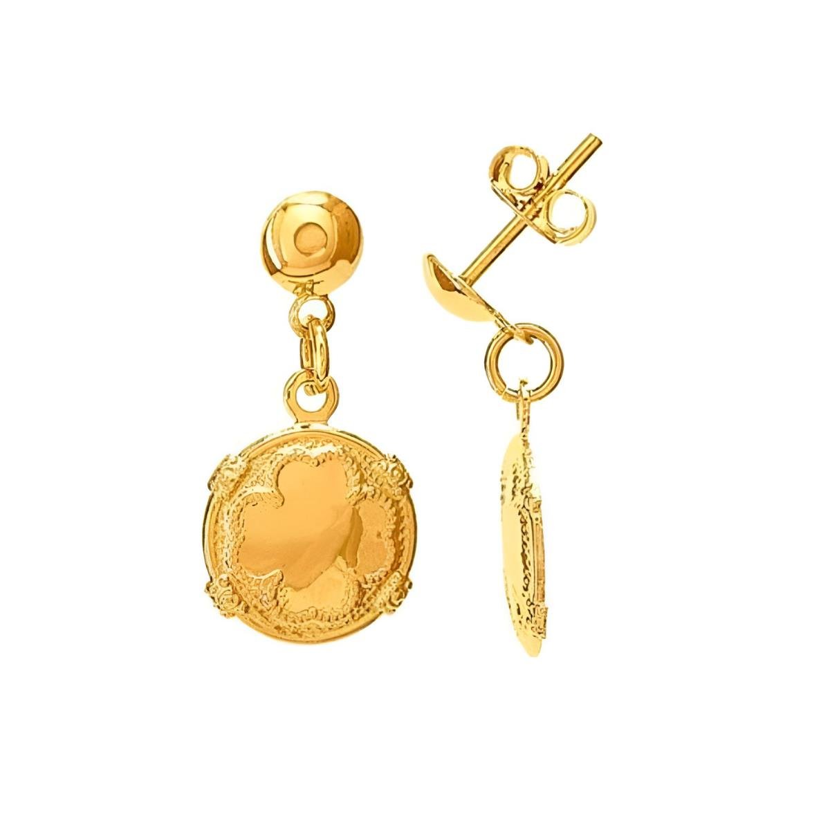 Brinco Base Com Desenho de Trevo Folheado a Ouro