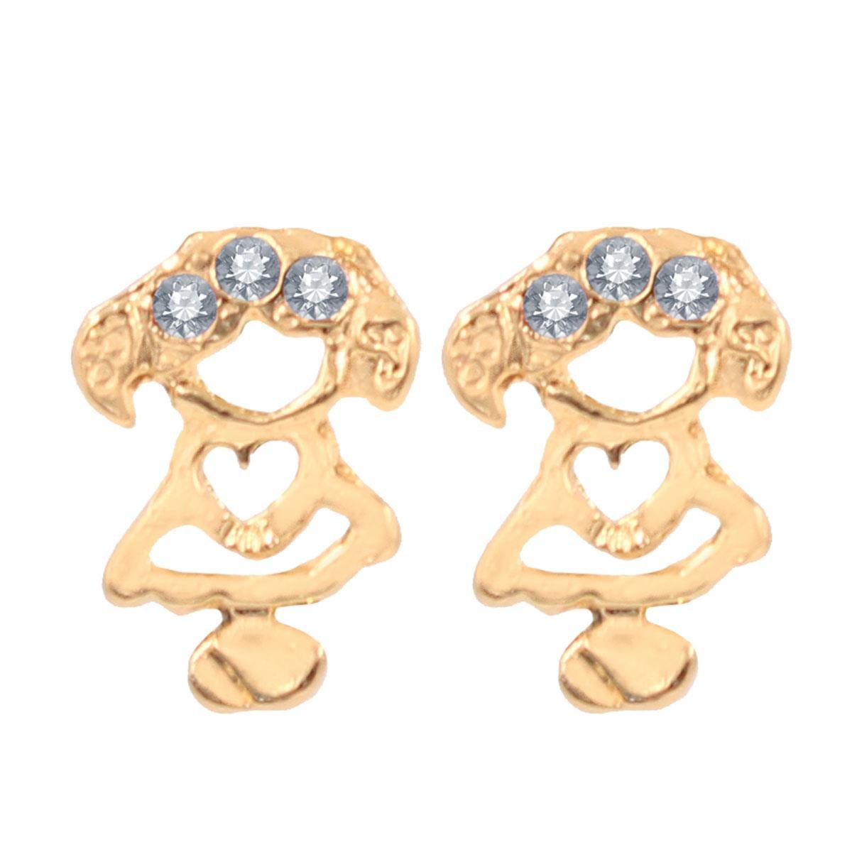 Brinco de Menina com Strass Folheado a Ouro