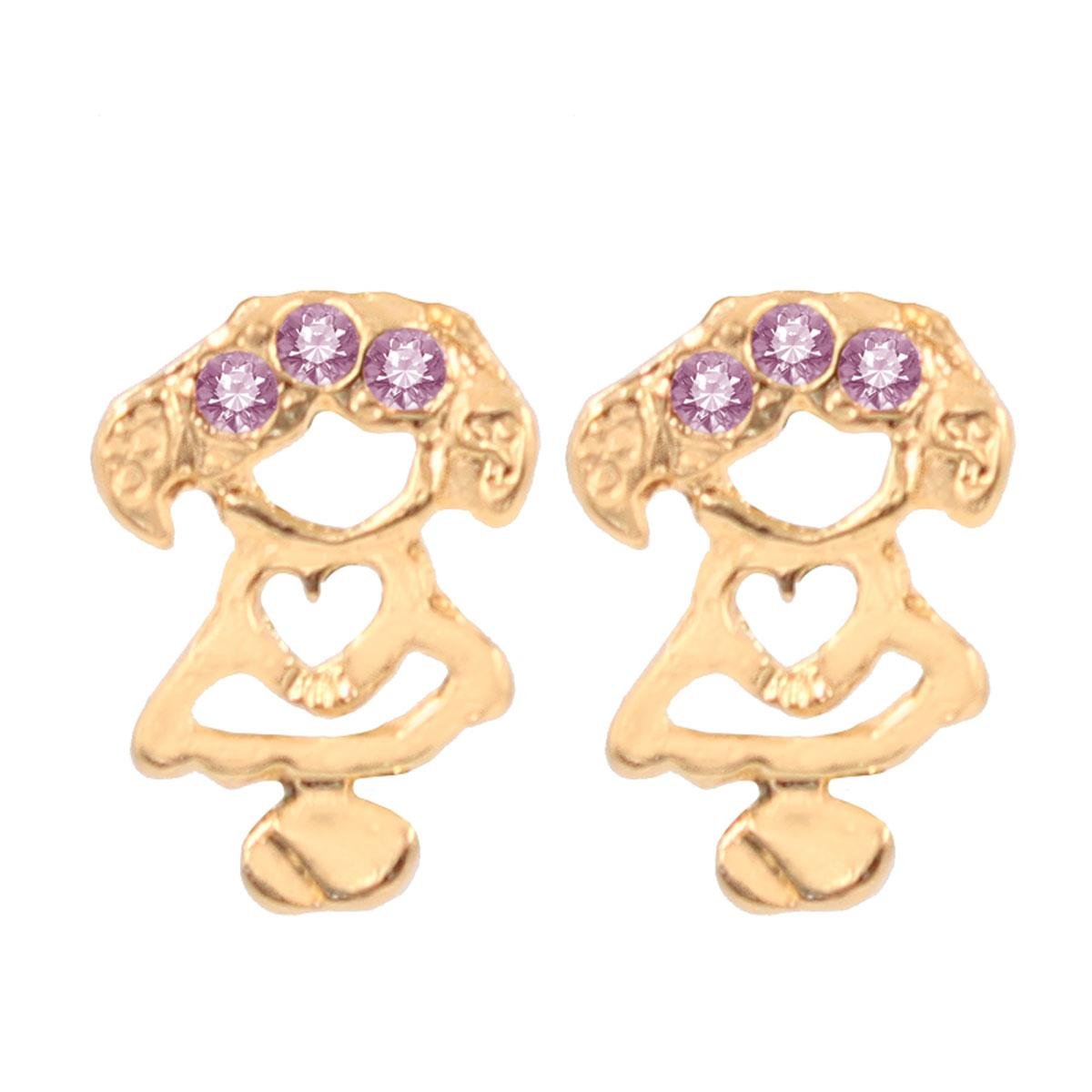 Brinco de Menina com Strass Folheado a Ouro