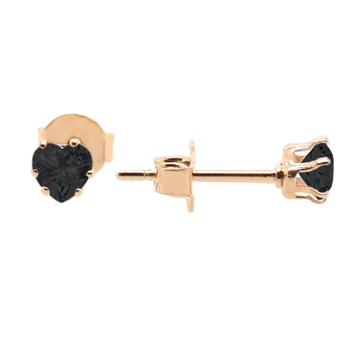Brinco Mini Coração de Zircônia Folheado a Ouro