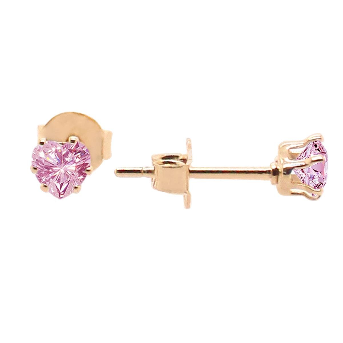 Brinco Mini Coração de Zircônia Folheado a Ouro