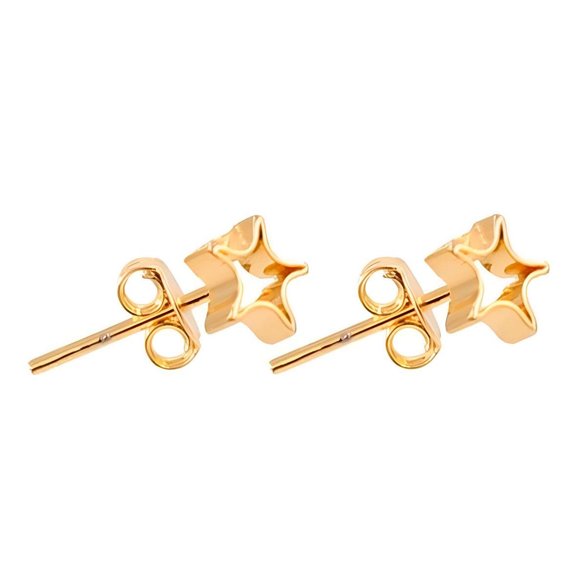 Brinco Mini Estrelinha Vazada Folheado a Ouro
