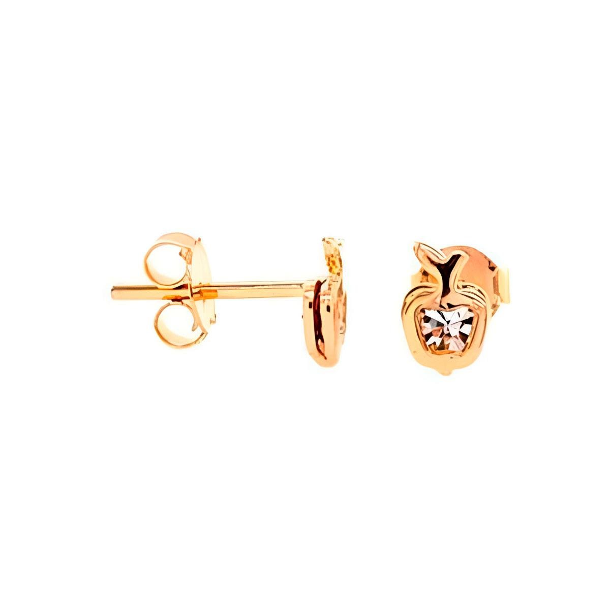 BRINCO BANHADO A OURO MINI MAÇÃ COM STRASS