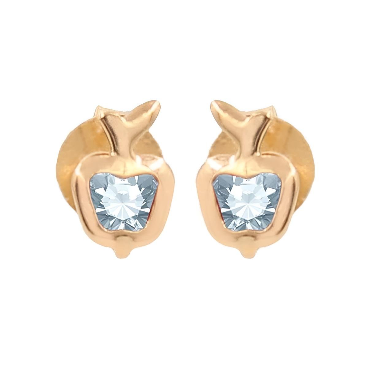 BRINCO BANHADO A OURO MINI MAÇÃ COM STRASS