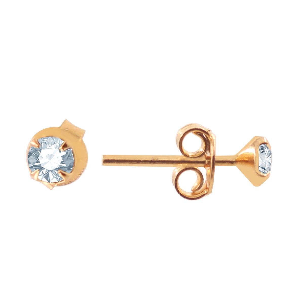 Brinco Mini Solitário de Strass Folheado a Ouro