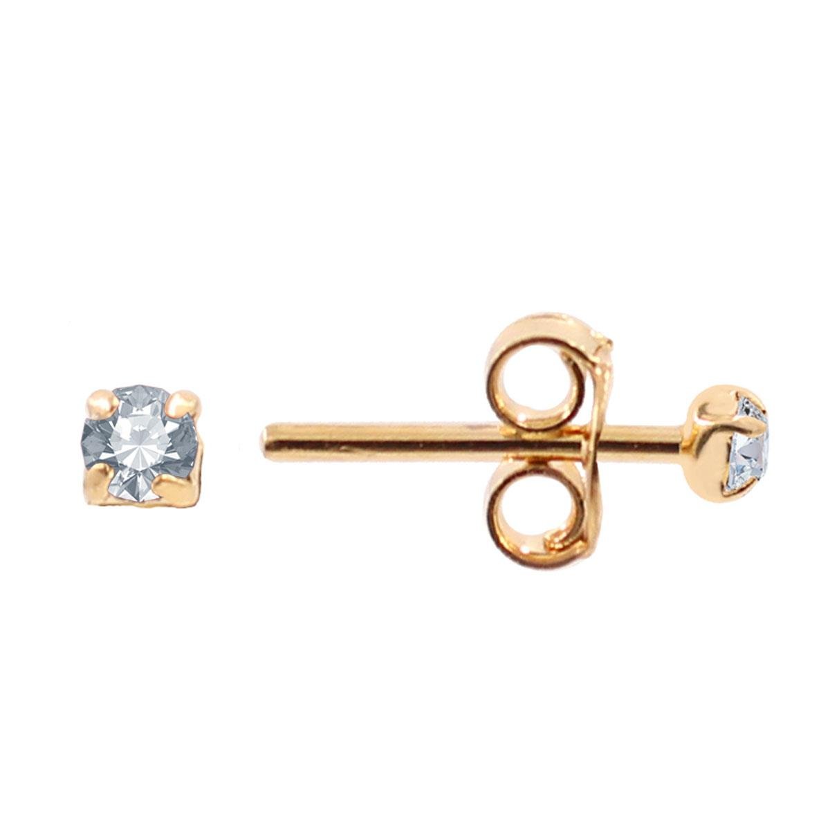 Brinco Solitário Baby com Mini Zircônia Folheado a Ouro