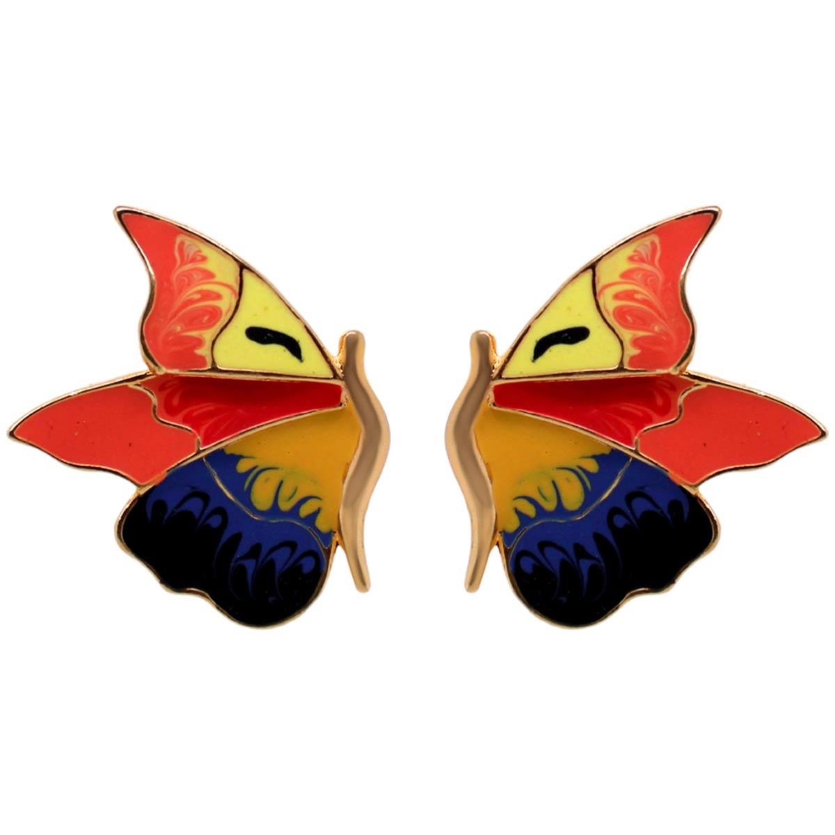 BRINCO BANHADO A OURO MODINHA BORBOLETA DETALHE EM RESINA