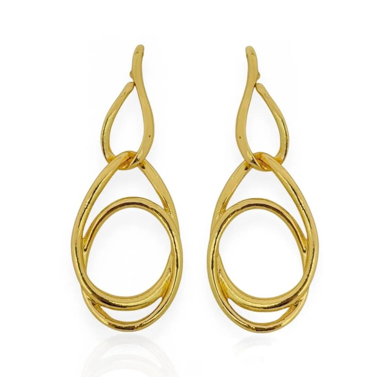 BRINCO BANHADO A OURO OVAL VAZADO
