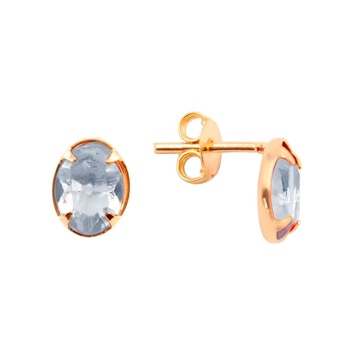 Brinco de Zircônia Oval Folheado a Ouro