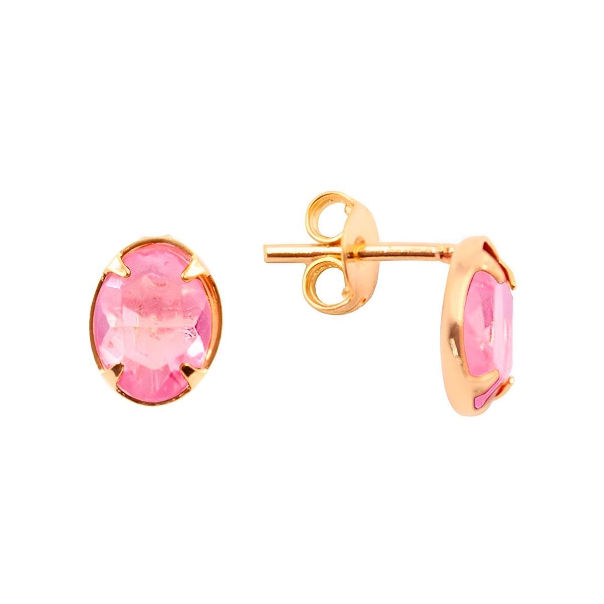 Brinco de Zircônia Oval Folheado a Ouro