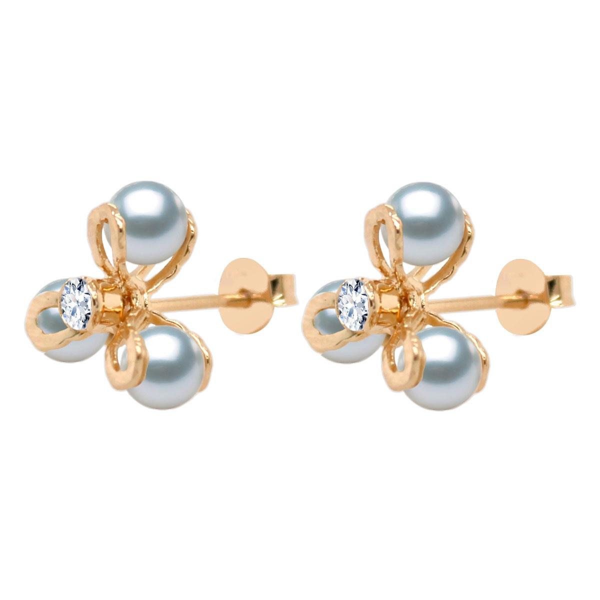 Brinco de Flor com Pérola e Zircônia Folheado a Ouro