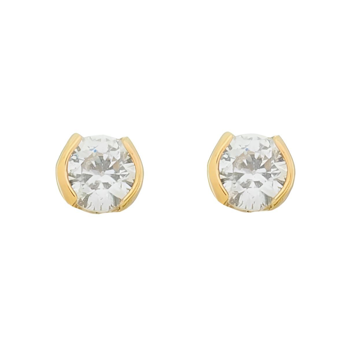 BRINCO BANHADO A OURO SOLITÁRIO COM MINI ZIRCÔNIA 2MM