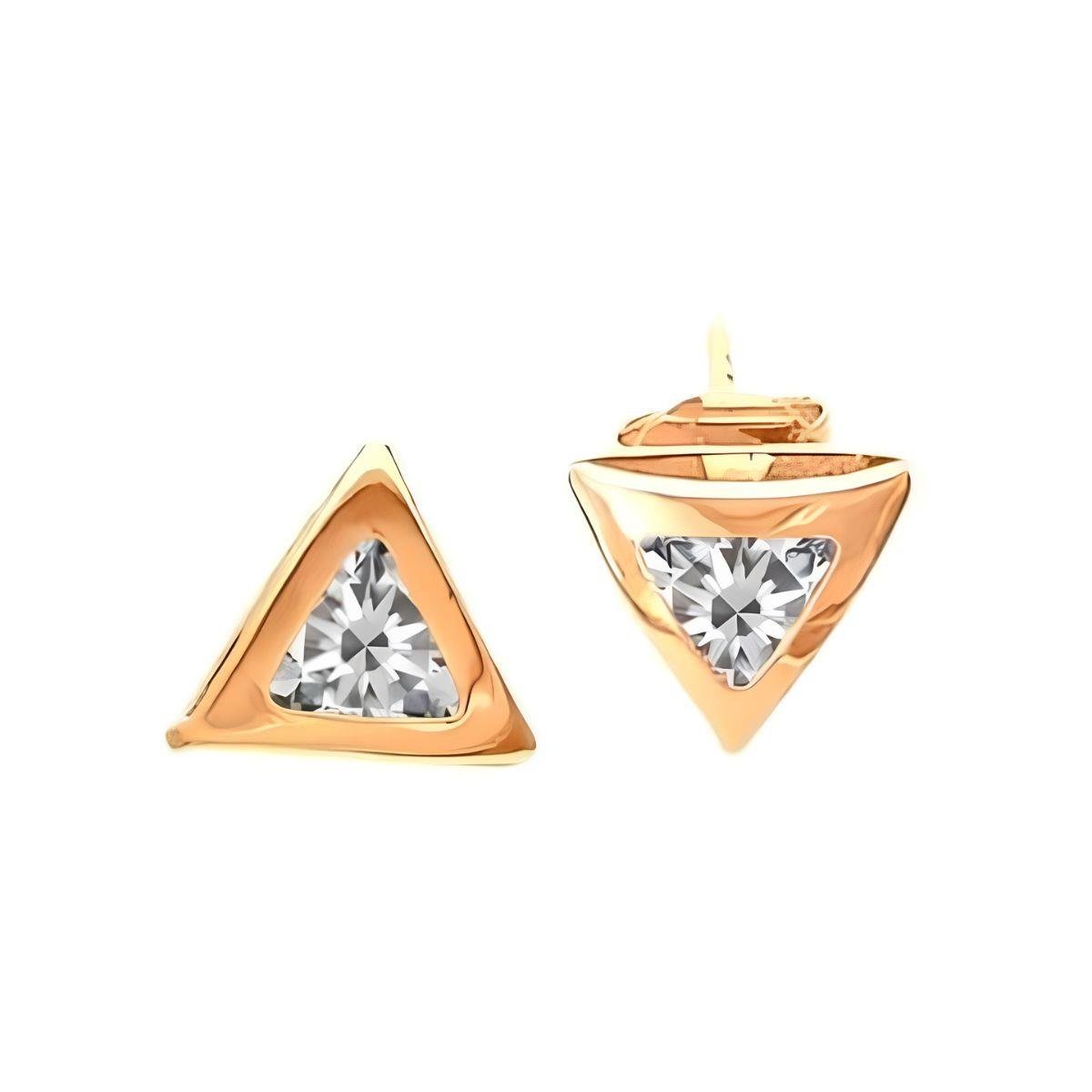 Brinco de Triângulo com Strass Folheado a Ouro