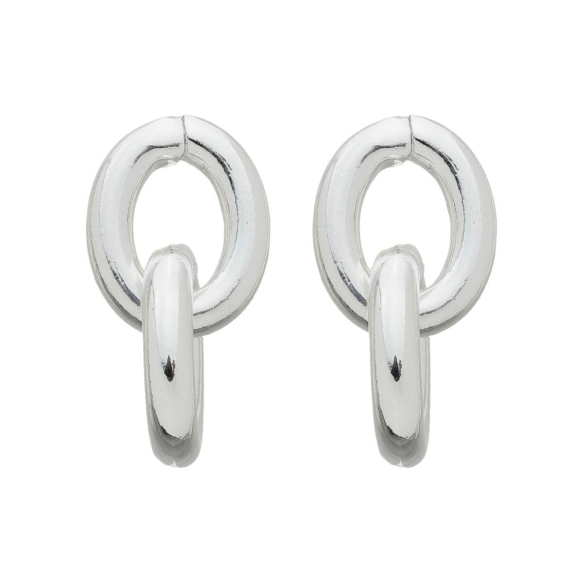 BRINCO BANHADO A PRATA 2 ELOS CARTIER 19MM
