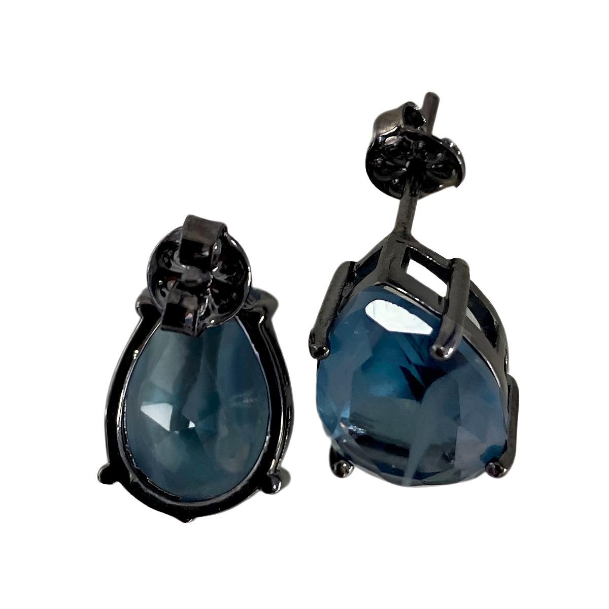 BRINCO BANHADO A RÓDIO NEGRO DE PEDRA OVAL