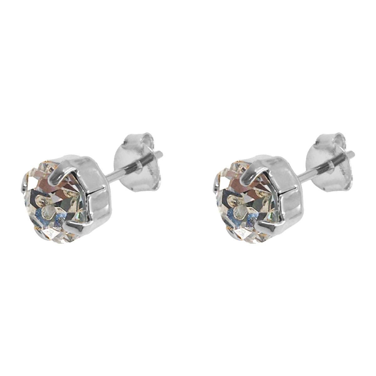 Brinco Ponto de Luz de Strass Folheado a Prata