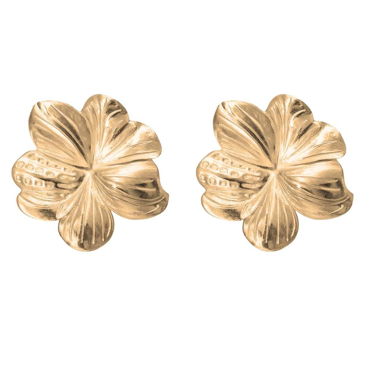 Brinco Flor Orgânico Banhado a Ouro