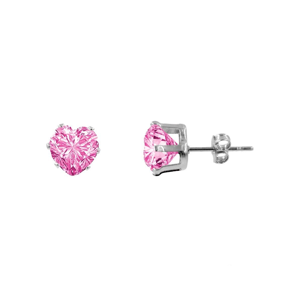 Brinco de Coração em Zirconia Folheado a Prata