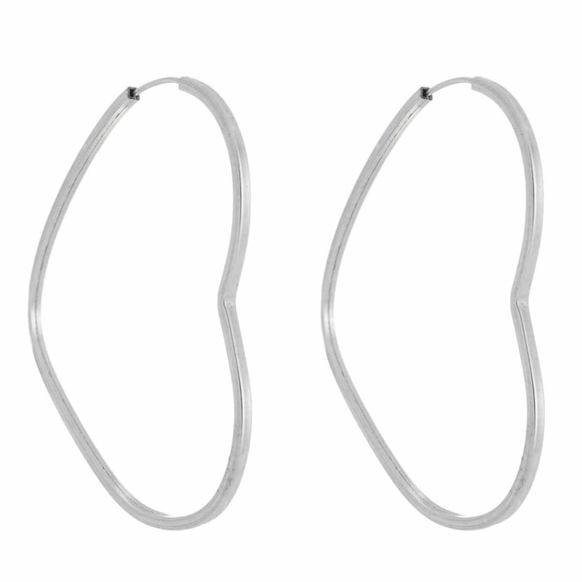 Brinco De Argola Coração Prata 925 Grande