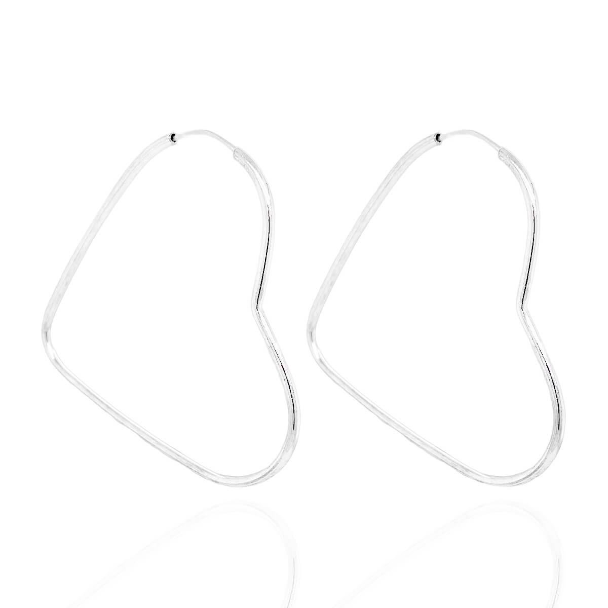 Brinco De Argola Coração Prata 925 Médio