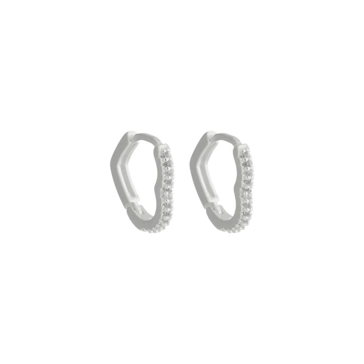 Brinco De Argola Prata Coração Com Zircônia P