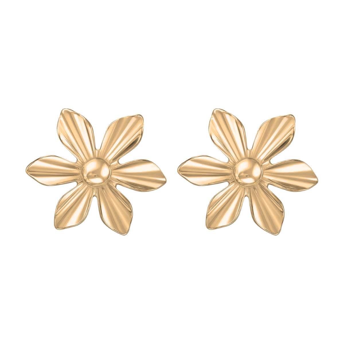 Brinco Flor Orgânico Banhado a Ouro