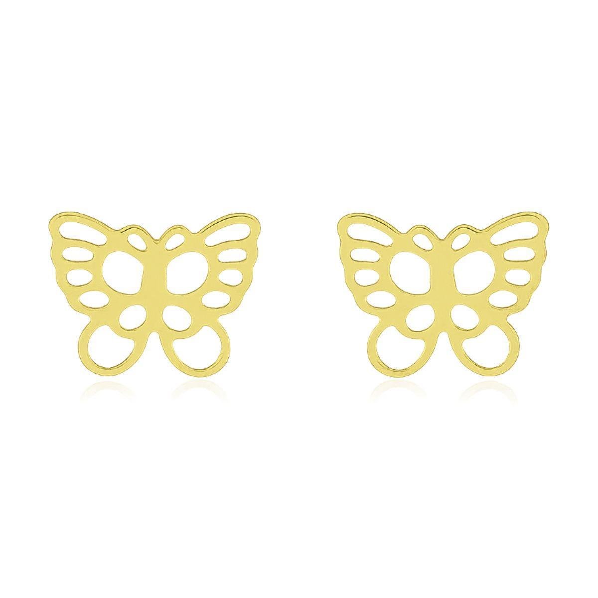 Brinco Borboleta Vazada Banhado a Ouro