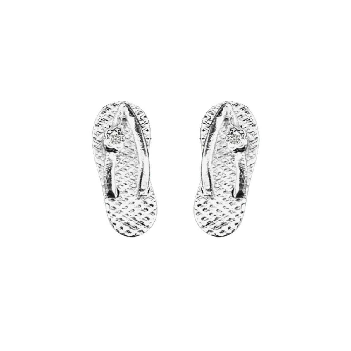 Brinco de Chinelinho com Strass Folheado a Prata