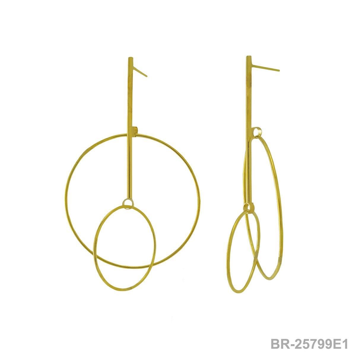 Brinco De Fio 8Cm Com Círculos (Sem Banho)